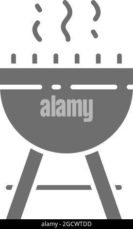 Vector BBQ, barbeque, outdoor grill grey icon. Stock Vector