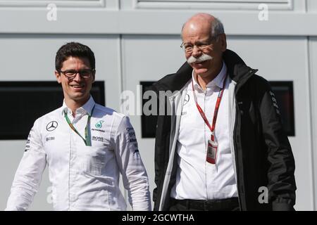 Dr. Dieter Zetsche (GER) Daimler AG CEO (Right). Spanish Grand Prix, Sunday 17th May 2016. Barcelona, Spain. Stock Photo