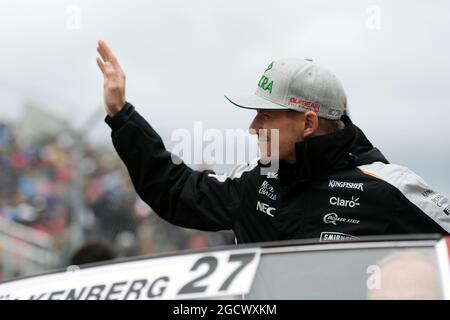 Nico Hulkenberg (GER) Sahara Force India F1 on the drivers parade. Canadian Grand Prix, Sunday 12th June 2016. Montreal, Canada. Stock Photo