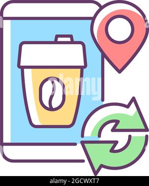 Coffee to go refill cup RGB color icon Stock Vector