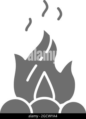 Campfire, fire, bonfire grey icon. Isolated on white background Stock Vector