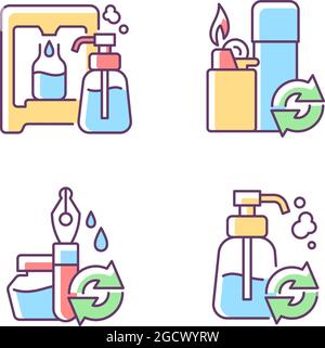 Products refill RGB color icons set Stock Vector