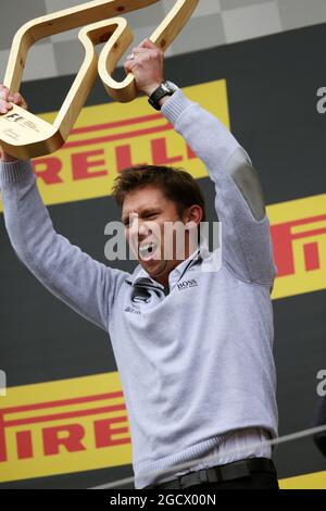 James Vowles (GBR) Mercedes AMG F1 Chief Strategist celebrates on the podium. Austrian Grand Prix, Sunday 3rd July 2016. Spielberg, Austria. Stock Photo