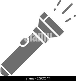 Flashlight, camp lamp grey icon. Isolated on white background Stock Vector