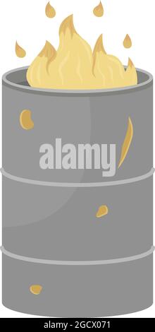 Fire In barrel for homeless people semi flat color vector object Stock Vector