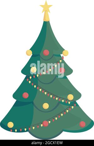 Christmas tree semi flat color vector object Stock Vector