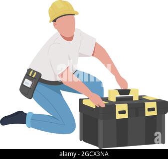 Maintenance technician semi flat color vector character Stock Vector