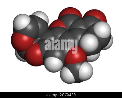 Aflatoxin B1 mold carcinogenic molecule. 3D rendering. Stock Photo