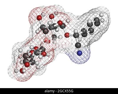 Amygdalin 3D rendering. Stock Photo