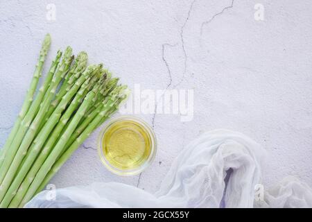 Asparagus green on white background close up , Stock Photo