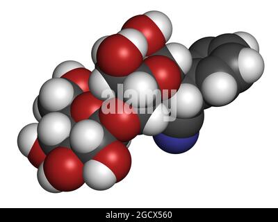 Amygdalin 3D rendering. Stock Photo