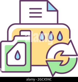 Printer cartridge refill RGB color icon Stock Vector