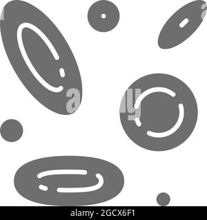 Blood cells, leukocytes, platelets, erythrocytes corpuscles grey icon. Stock Vector