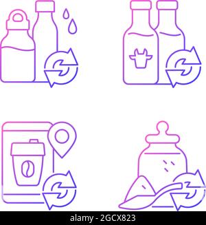 Refillable options gradient linear vector icons set Stock Vector