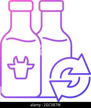 Refillable milk bottles gradient linear vector icon Stock Vector