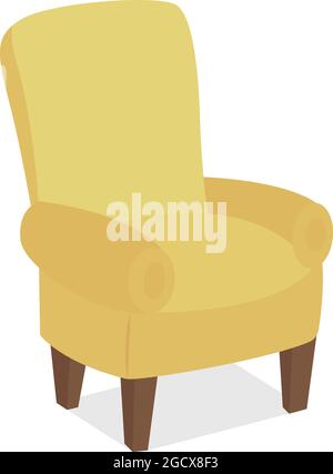 Comfortable yellow armchair semi flat color vector object Stock Vector