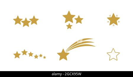 Gold stars icons collection. Christmas vector illustration. Stock Vector