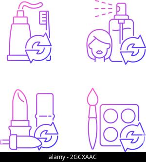Refill and reuse gradient linear vector icons set Stock Vector