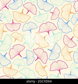 Elegant trendy seamless floral ditsy pattern design of Ginkgo biloba leaves. Trendy foliage repeating texture background for printing and textile Stock Vector