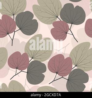 Trendy decorative vector seamless floral ditsy pattern design of bauhinia leaves. Elegant repeating gold leaves background for printing and textile Stock Vector