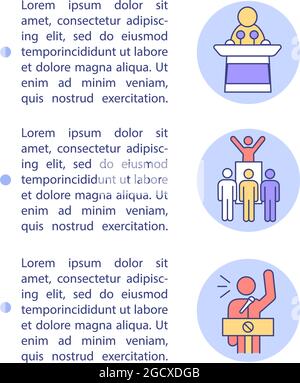Political climate change denial concept line icons with text Stock Vector