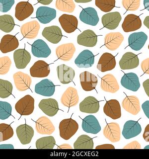 Modern elegant autumn seamless ditsy pattern design of exotic abstract leaves. Artistic foliage repeat texture background for printing and textile Stock Vector