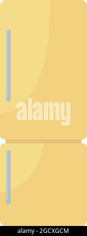 Yellow refrigerator semi flat color vector object Stock Vector