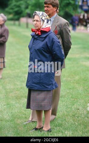 The Queen, Windsor Horse Show, Home Park, Windsor, Berkshire. UK May 15th 1993 Stock Photo