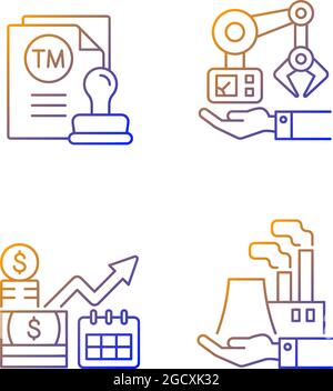Long term business investments gradient linear vector icons set Stock Vector