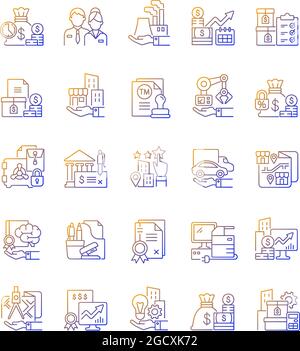 Business assets gradient linear vector icons set Stock Vector
