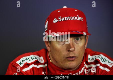 Kimi Raikkonen (FIN) Ferrari in the FIA Press Conference. British Grand Prix, Sunday 16th July 2017. Silverstone, England. Stock Photo