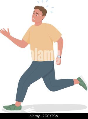 Man with chronic lateness semi flat color vector character Stock Vector