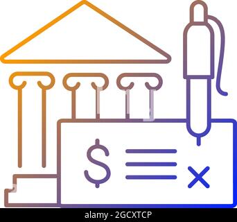 Bank draft gradient linear vector icon Stock Vector