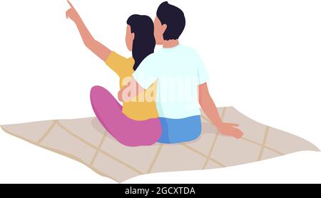 Stargazing with loved one semi flat color vector characters Stock Vector