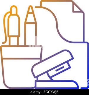 Office supplies gradient linear vector icon Stock Vector