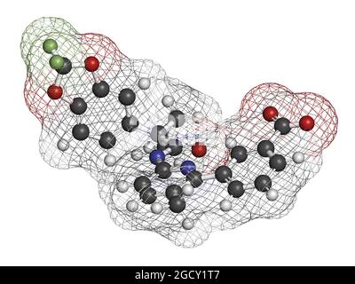 Lumacaftor cystic fibrosis drug molecule. 3D rendering. Stock Photo