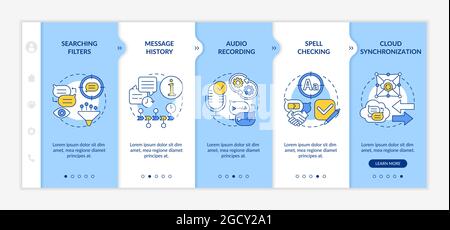 Messaging features benefit onboarding vector template Stock Vector