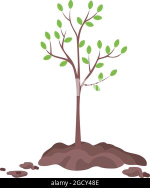 Planting tree in spring semi flat color vector object Stock Vector