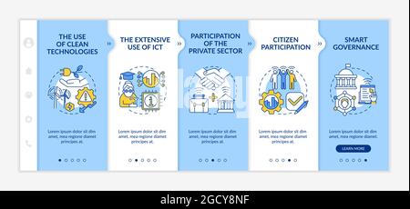 Instruments of smart city blue onboarding vector template Stock Vector