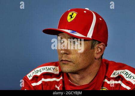 Kimi Raikkonen (FIN) Ferrari in the FIA Press Conference. British Grand Prix, Saturday 7th July 2018. Silverstone, England. Stock Photo