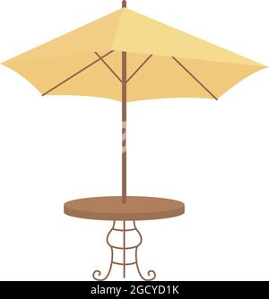 Table with umbrella semi flat color vector object Stock Vector