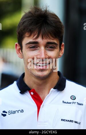 Charles Leclerc (MON) Sauber F1 Team. Italian Grand Prix, Thursday 30th August 2018. Monza Italy. Stock Photo