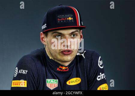 Max Verstappen (NLD) Red Bull Racing in the post race FIA Press Conference. Australian Grand Prix, Sunday 17th March 2019. Albert Park, Melbourne, Australia. Stock Photo