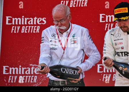 Dr. Dieter Zetsche (GER) Daimler AG CEO celebrates on the podium. Spanish Grand Prix, Sunday 12th May 2019. Barcelona, Spain. Stock Photo