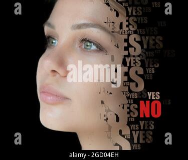 A portrait of a pretty woman combined with a digital illustration Stock Photo