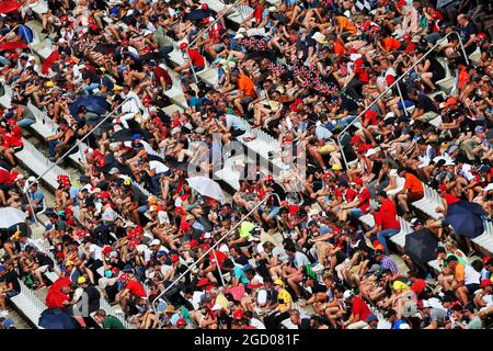 Fans in the grandstand. German Grand Prix, Saturday 27th July 2019. Hockenheim, Germany. Stock Photo