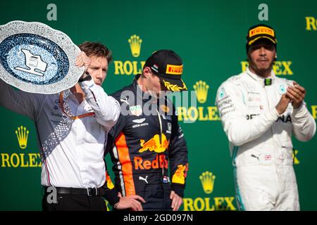 James Vowles (GBR) Mercedes AMG F1 Chief Strategist celebrates on the podium. Hungarian Grand Prix, Sunday 4th August 2019. Budapest, Hungary. Stock Photo