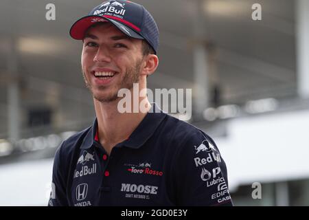 Pierre Gasly (FRA) Scuderia Toro Rosso celebrates his second position ...