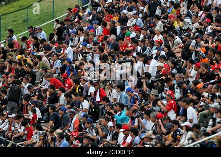 Circuit atmosphere - fans in the grandstand. Japanese Grand Prix, Friday 11th October 2019. Suzuka, Japan. Stock Photo