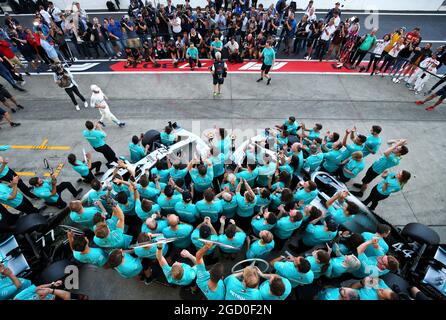 Mercedes AMG F1 celebrate a 1-3 finish and winning the Constructors Championship. Japanese Grand Prix, Sunday 13th October 2019. Suzuka, Japan. Stock Photo